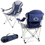 PICNIC TIME NCAA Penn State Nittany Lions Reclining Camp Chair - Beach Chair for Adults - Sports Chair with Carry Bag, (Navy Blue with Gray Accents)