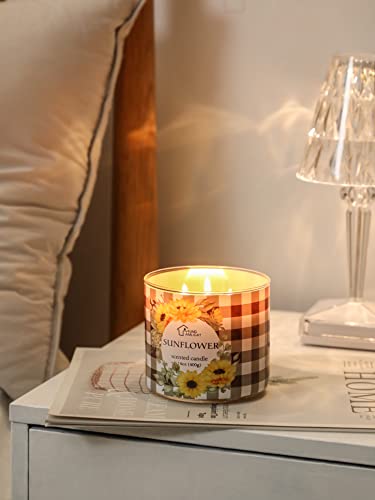 Sunflower Candle Sunflower Scented Candle 3 Wicks Large Candle, 14 Oz #TOP1