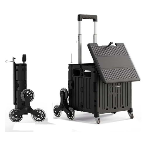 Faltbarer Einkaufswagen mit Treppensteigrädern, verstellbarer Griff, tragbarer Trolley für Lebensmitteleinkäufe und Camping