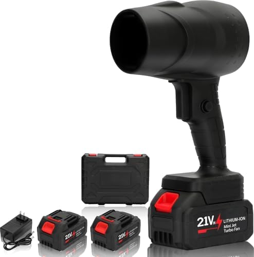 Cordless Handheld Leaf Blower with 2 x 4.0 Ah Batteries, 32000RPM Turbo Jet Blower, Small Leaf Blower for Deck, Garden, Patio, Portable Handheld Mini Turbine Drying Black