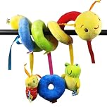 DoerSpace Spiral Plush Stroller Hanging Rattle with Tie Rope, Soft Baby Stroller Toy with Rattles for Infant Car Seat Crib, Interactive Developmental Toy for Newborns and Toddlers