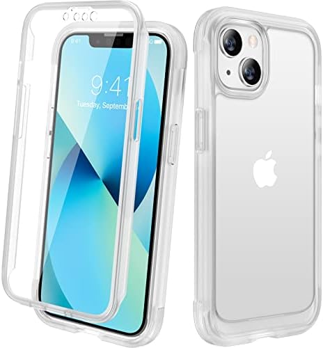 Diaclara Compatible with iPhone 13 Case, 360 Full Body Rugged Case with Built-in Touch Sensitive Anti-Scratch Screen Protector, Shockproof TPU Bumper Case Cover Designed for iPhone 13 6.1" - Red