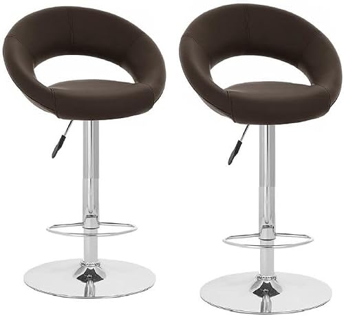 SMTE Set of 2 Faux Leather Adjustable Bar Stools - HZ037 with keychain