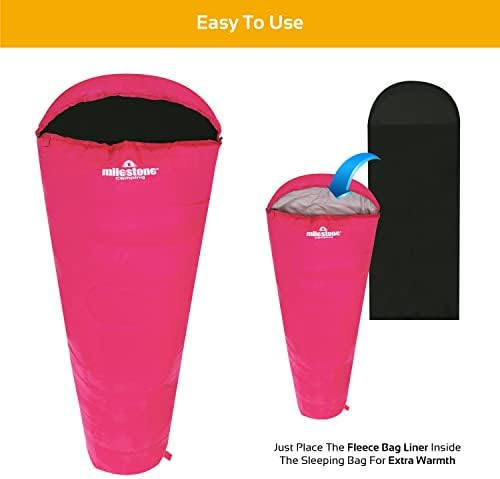 Milestone Camping 26020 Fleece Sleeping Bag Liner / Comfort and Warmth / Compact and Portable / Easy Care / Black Colour / L220 x W85cm
