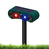 Katzenschreck Ultraschall Abwehr, Katzenschreck für Garten mit Bewegungsmelder und Blinklicht, Solar Katzenvertreiber, Ultraschallabwehrmittel, Tiervertreiber für Katzen, Hunde, Wildtiere, Grün
