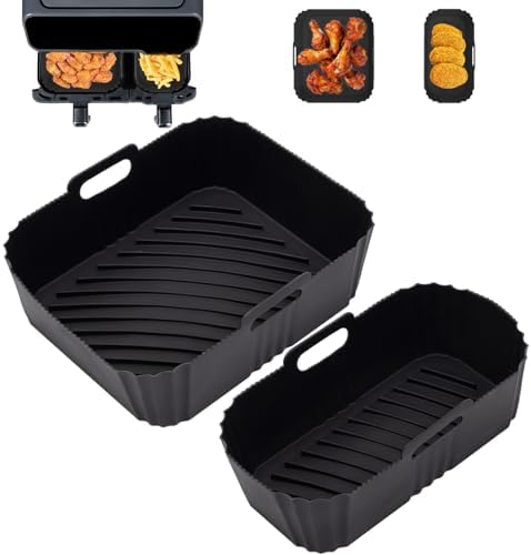 Accessoires Pour Friteuse à Air Philips Dual Basket - Doublures Silicone 6L+3L, Moules, Gants - Compatible Série 3000-5000 NA350/NA550