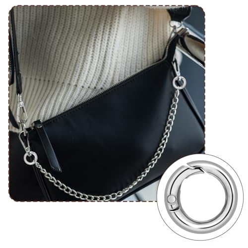 Bewudy 16 Stück Runde Karabiner 20mm, Metall Karabinerhaken Frühling O Ringe, Legierung Federverschluss Rund Schlüsselanhänger Ringe für Schlüsselbund Handwerk DIY Anhänger Taschenzubehör(Silber)