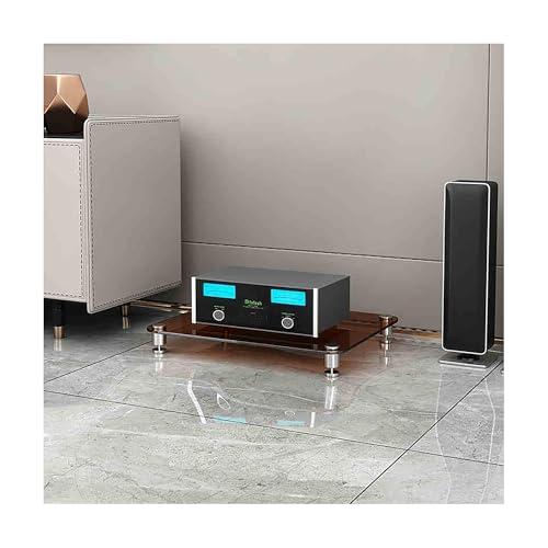 Stojak na nośniki stereo AV z półkami ze szkła hartowanego, wieża audio do odtwarzacza płyt CD i odbiornika stereo, stojak na sprzęt AV