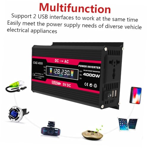 Convertisseur de puissance pour voiture à charge rapide USB et moniteur LCD