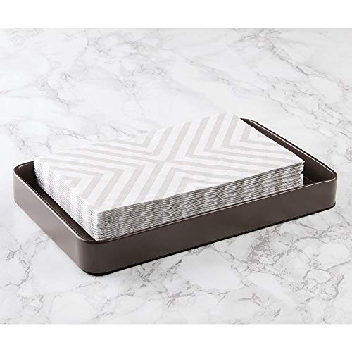 Mdesign Modern Decorative Metal Guest Hand Towel Tray Holder Organizer For Disposable Paper Napkins, Jewelry, Makeup - Bathroom Vanity Sink Counter Organization - Unity Collection - Matte Brown #TOP1