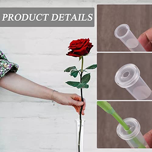 ZDNT 10 PCS Floral Water Tubes Flower Tubes Test Tubes Reusable Flower Water Tubes with Caps Transparent Plastic Floral Test Tubes Floral Tubes for Flower Decoration,Flower Arrangements,11 x 2.2 cm - Image 4