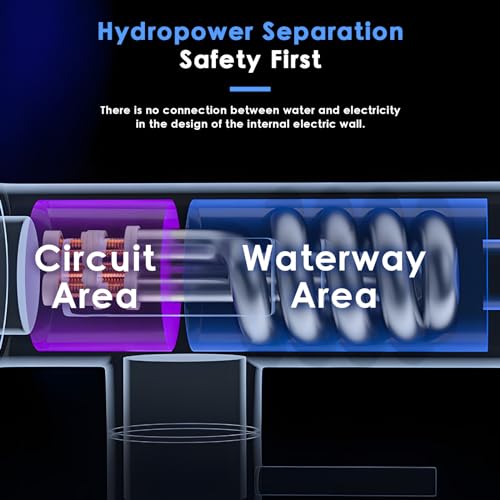 Elektrischer Wasserhahn für Durchlauferhitzer aus Edelstahl, Wasserhahn warm und kalt, 3000 W, Thermometer ohne LED, Warmwasserhahn für Küchenspüle, 360 ° drehbarer Wasserhahn