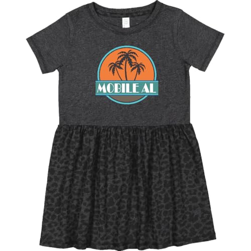 inktastic Mobile Alabama Sunset Toddler Dress 5-6 Vintage Smoke with Leopard Print 452aa