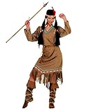 karneval kostüm indianerin Kleid Gürtel Haarband Generique - Indianerin-Damenkostüm Western Karnevalskostüm Hellbraun - L