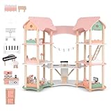 EXPERIMENTEZ DES DECORS REALISTES AVEC UNE MYRIADE D'ACCESSOIRES: Dotée de 31 accessoires magnifiques tels qu'un piano, un canapé, une télévision et un escalier, cette maison de poupée en bois permet aux enfants de concevoir des aménagements réalistes et de façonner les espaces de vie de leurs rêves.