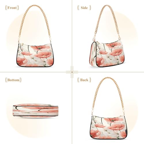 Image of Shoulder Bags for Women Flower Floral Hobo Tote Handbag Small Clutch Purse with Zipper Closure