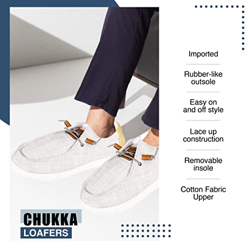 NORTY Men's Grey Low Ankle Chukka Loafers - Casual Shoes for Men - Elastic Lace-Up Loafers4