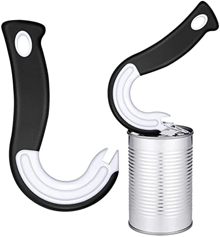 acdokuk Pack of 2 Can Openers, 150 x 90 mm, Ring Pull Glass Opener, J Shaped Kitchen Aid, Opener Pull Helper, Hook Can Opener, Easy to Open for Cans with Locking Rings, Black