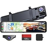 ドライブレコーダー ミラー型 【2026年革新・CarPlay&AndroidAuto・128GBメモリカード付属】 音楽/通話対応 Siri/Googleアシスタント利用可能 FM送信 カメラズーム機能 デジタルカメラ 前後カメラ ドラレコ Type-C電源 GPS搭載 WDR HDR 鮮明夜間暗視 デジタルインナーミラー 24時間駐車監視 バック連動 LED信号対応 日本語説明書（T16）