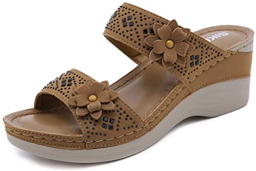 Chaussure sabots mules pour femmes avec semelle compensée et design plage