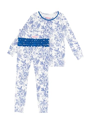 RuffleButts Toddler/Big Girls Modal Blend Ruffle Long Sleeve Pajama Set
