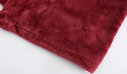 Btpeihtd Kids Hooded Bathrobe Girls Soft Plush Hooded Flannel Pajamas Sleepwear Boys Spa Robe Burgundy 13-14 Years #TOP6