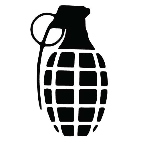 Grenade Bomb Military Army Vinyl Sticker Decal-Black-4 Inch