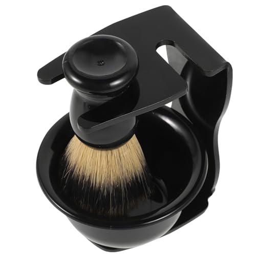 PACKOVE 1 Set Set Men Shaving Kit Set Includes Durable Lathering Bowl Beard Brush Holder and Nylon Brush for Barbershop Style Shaving Easy Maintenance for All Skin