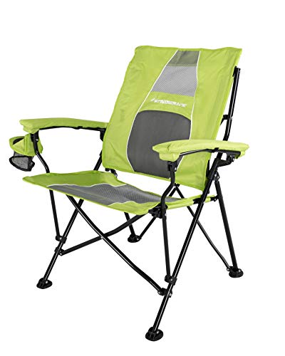 STRONGBACK Elite Lime Green - Silla Plegable de Camping ergonómica con Soporte para la Lordosis, Asiento de 60 cm de Ancho, reposabrazos, portavasos Cover
