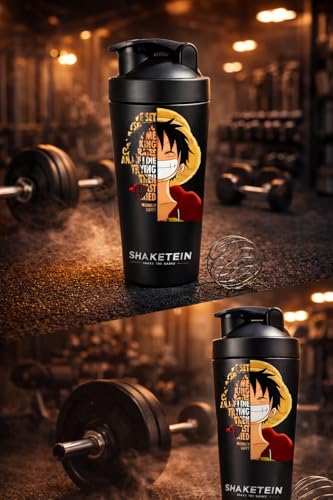 Image of Stainless Steel Gym Shaker Bottle 750ml | Leak Proof Protein Mixer Shaker | BPA Free | Metal Sports Water Bottle for Gym, Workout & Fitness (Anime-19-BLACK)