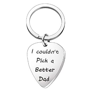 AMOR SPES Porte-clés médiator de guitare en acier inoxydable – Cadeau pour père – Pour la fête des pères – Inscription… - Les Beatles, Paul McCartney, John Lennon, RIngo Starr, George Harrison