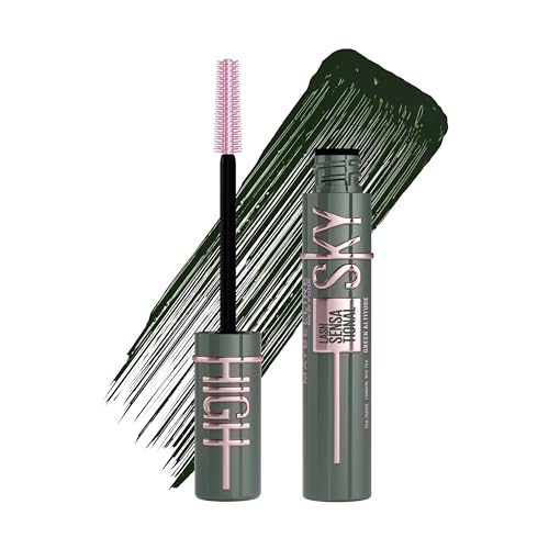 Maybelline New York Lash Sensational Green Altitude, dunkelgrüne Mascara für ein auffälliges Augen-Make-Up, Extreme Länge & volles Volumen, Intensiver Look, Sky High, 7 ml