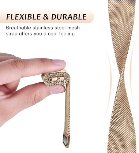 Image of VEROX Stainless Steel 19mm Strap for Smart Watch Strap with Magnetic Buckle Compatible with Boat Storm, Noise Colorfit Pro, and All The 19mm Smart Watch - Gold