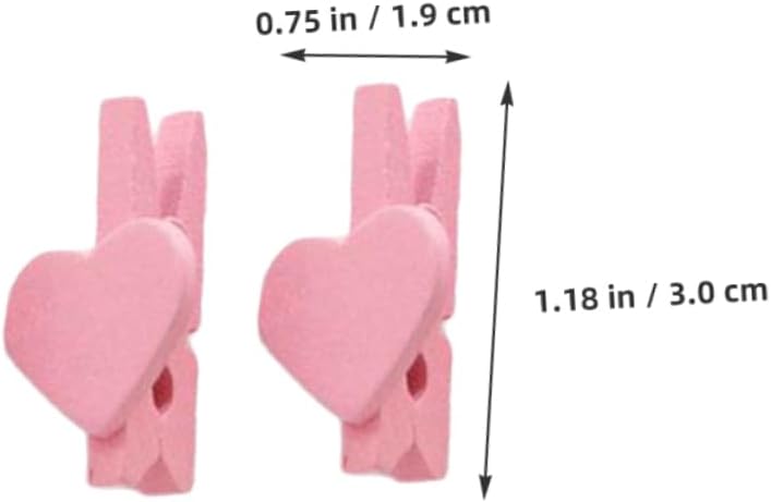 SHOWERORO 50pcs Heart-Shaped Memo Clips Wooden Photo Holders for Desk Versatile Office Use Paper Clamps for Documents and Notes Stylish Desktop Accessories