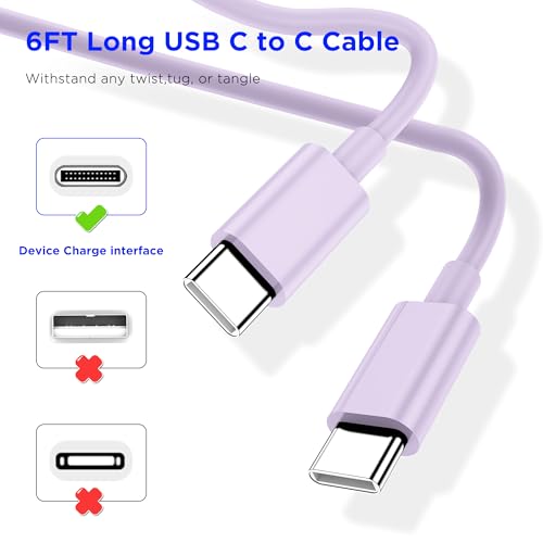 Image of iPhone 17 16 15 Charger Fast Charging,2Pack 20W Apple iPad USB C Wall Chrager Block with 6FT USB C to C Cable for iPhone 17 /Pro /Pro Max /17 Air / 16 /16 Pro /16 Pro Max /15 /Plus /Pro /Pro Max (Purple)