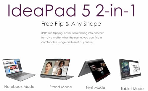 Image of Lenovo IdeaPad Flex 5 2-in-1 Convertible Laptop, Intel Core i7 Processor, 14 inch WUXGA IPS Touch-Screen, 16GB RAM, 1TB PCIe SSD, FHD Webcam, Windows 11 Home, Digital Pen, w /Mouse Pad