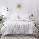 LUCKYBULL Full Comforter Set 8 Piece Pintuck Bed in a Bag, Fluffy Microfiber Bedding Set Pinch Pleat