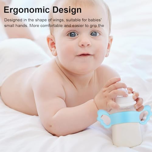 3er-Pack Babyflaschengriffe, Flaschengriffhalter, Babyflaschengriff Silikon, Weithals-Babyflaschengriff, Babyflaschenzubehör mit kleinem Handgriff-Design