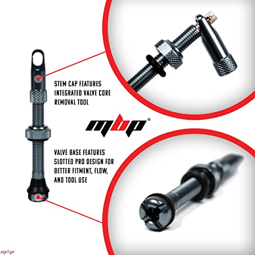 Mbp Alloy Tubeless 50Mm Bicycle Pro Design Presta Valve Stems Fits Most Rims With 2 Types Of Grommets Included For Each Stem. Alloy Cap Has Built In Valve Core Remover Tool. (Gunmetal) #TOP4
