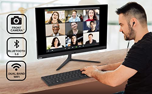 Image of Fusion5 23.8 inch Full HD IPS All-in-One Desktop Computer with Windows 11 - Quad-Core, 4GB RAM, 128GB SSD, Dual-Band WiFi, Expandable HDD - AIO PC with Front Camera, Wireless Keyboard, Mouse