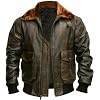 Hide & Seek Mens A2 Aviator Air Force Cockpit Vintage Bomber Military Flight Pilot WWII Distressed Real Leather Jacket