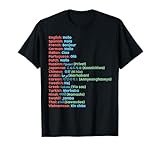 Hello Word in Different Languages Travel Tee - Unisex T-Shirt - Black - Small - Short Sleeve