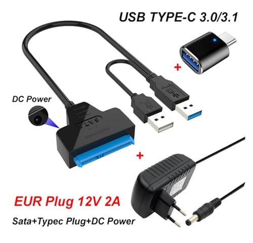 Cable USB 3.0 a SATA III con Adaptador 12V 2A miniatura 2