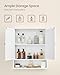 VASAGLE Bathroom Cabinet with Mirror, Wall Cabinet with 2 Mirrored Doors, Adjustable Shelf, Open Compartment, Wall-Mounted, 5.9 x 25.6 x 29.5 Inches, White ULHC012W01