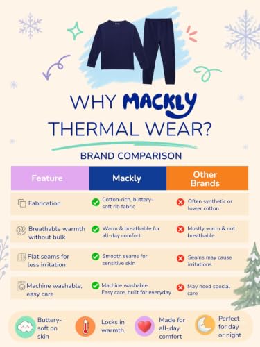 Image of mackly Kids Thermal Set for Boys, Cotton Full Sleeve Winter Wear | 1 Pack