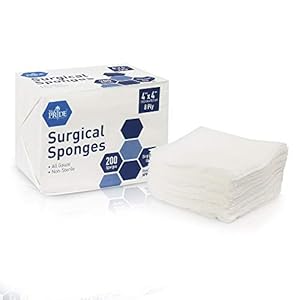 MED PRIDE Surgical Sponges 200 Pack 4” x 4”, 8 ply -Gauze Pads Non sterile -First Aid Wound Care Dressing Sponge Woven Medical Nonstick, Non Adherent Mesh Scrubbing Bandages Disposable, Absorbent