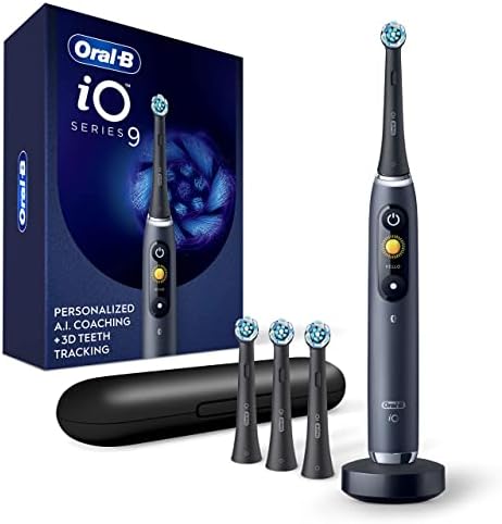 Oral-B Escova de dentes elétrica iO Série 9 com 3 cabeças de escova de substituição, ônix preto