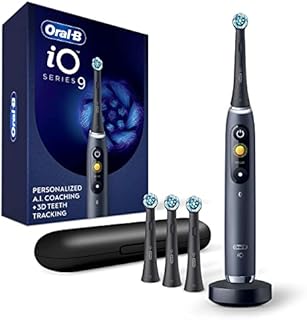 Oral-B Escova de dentes elétrica iO Série 9 com 3 cabeças de escova de substituição, ônix preto