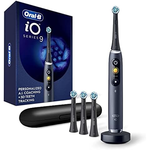 Oral-B iO Series 9 Electric Toothbrush with 3 Replacement Brush Heads, Black Onyx Cover