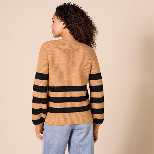 Image of Amazon Essentials Women's Soft Touch Ribbed Blouson V-Neck Cardigan Sweater